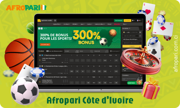 Site populaire de paris sportifs et de jeux de casino AfroPari Côte d'Ivoire