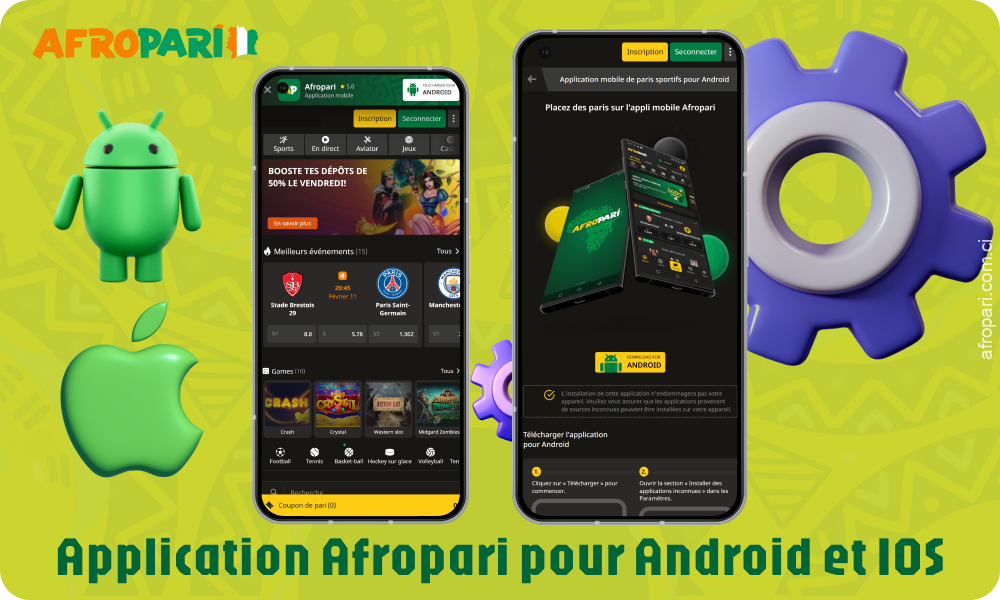 Téléchargez l'application AfroPari pour iOS et Android depuis le site officiel en Côte d'Ivoire pour des paris pratiques