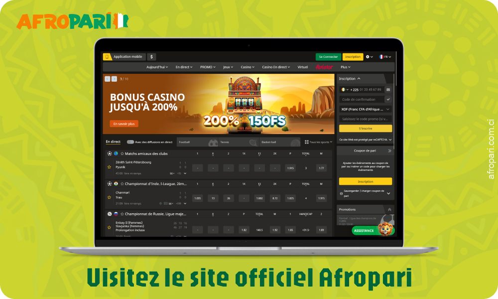 Pour jouer à Afropari Aviator, ouvrez le site officiel du casino