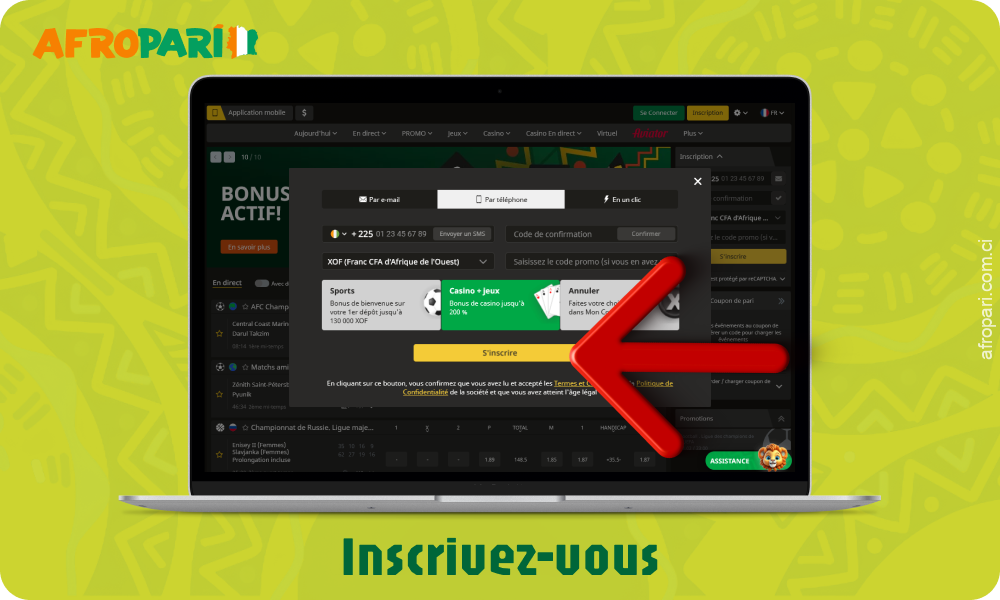 Créer un compte pour jouer à Afropari Plinko