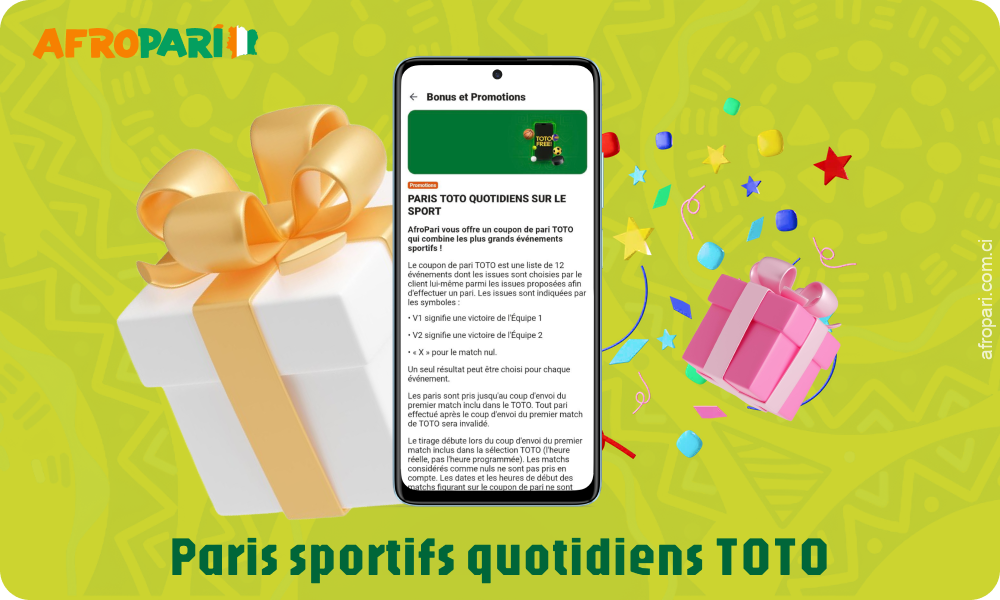 L'application Afropari propose des paris TOTO quotidiens avec la possibilité de gagner entre 100 et 7 000 points de jeu pour des résultats corrects