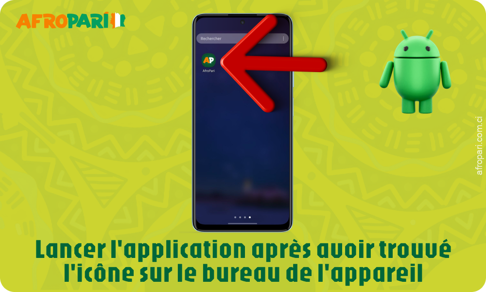 Trouvez l'icône de l'application Afropari et lancez-la