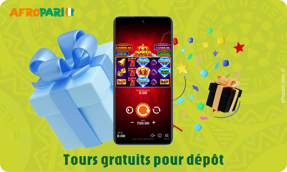 Inscrivez-vous sur Afropari, remplissez votre profil et obtenez 20 tours gratuits dans la machine à sous Power Crown: Hold and Win